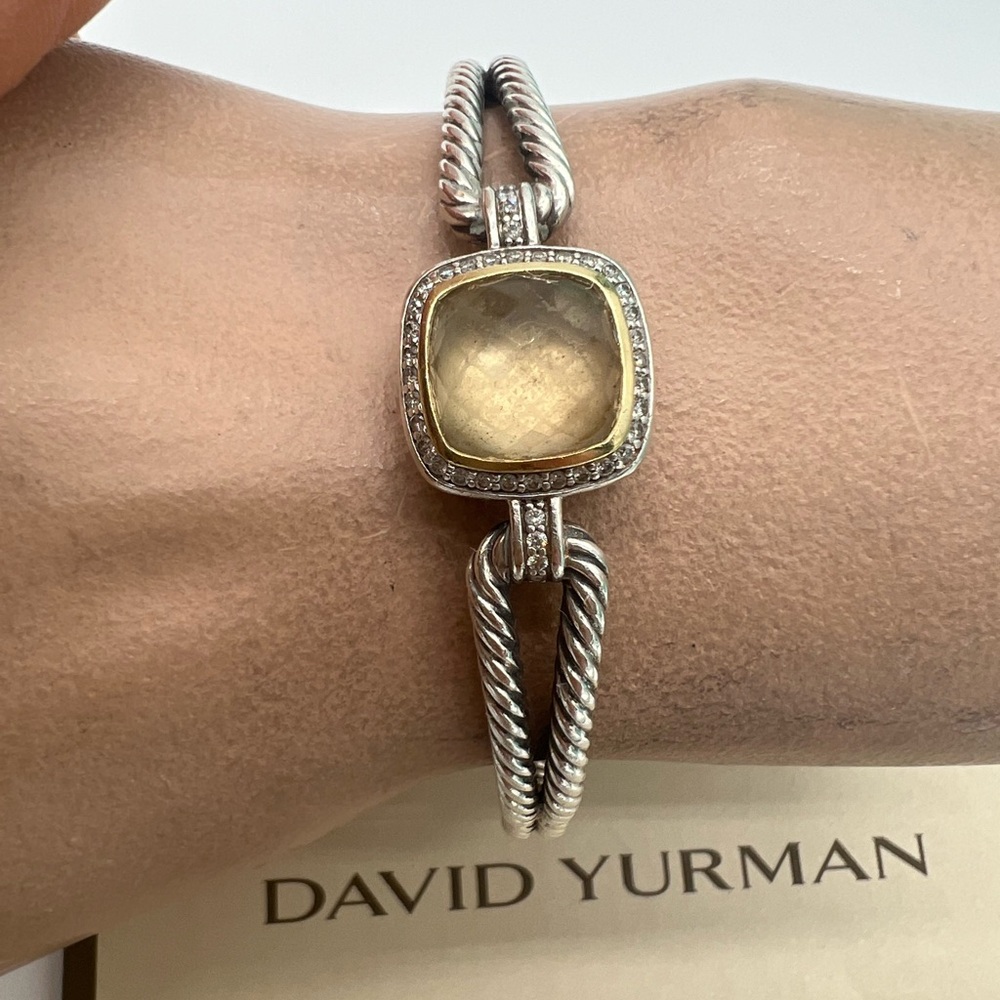 🔴Authentic DAVID YURMAN Albion Champagne Citrine & Diamonds Silver& 18k Bracelet